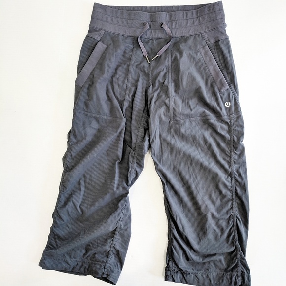 lululemon athletica Pants - Lululemon Black/Grey Striped Studio Cropped Pant 4